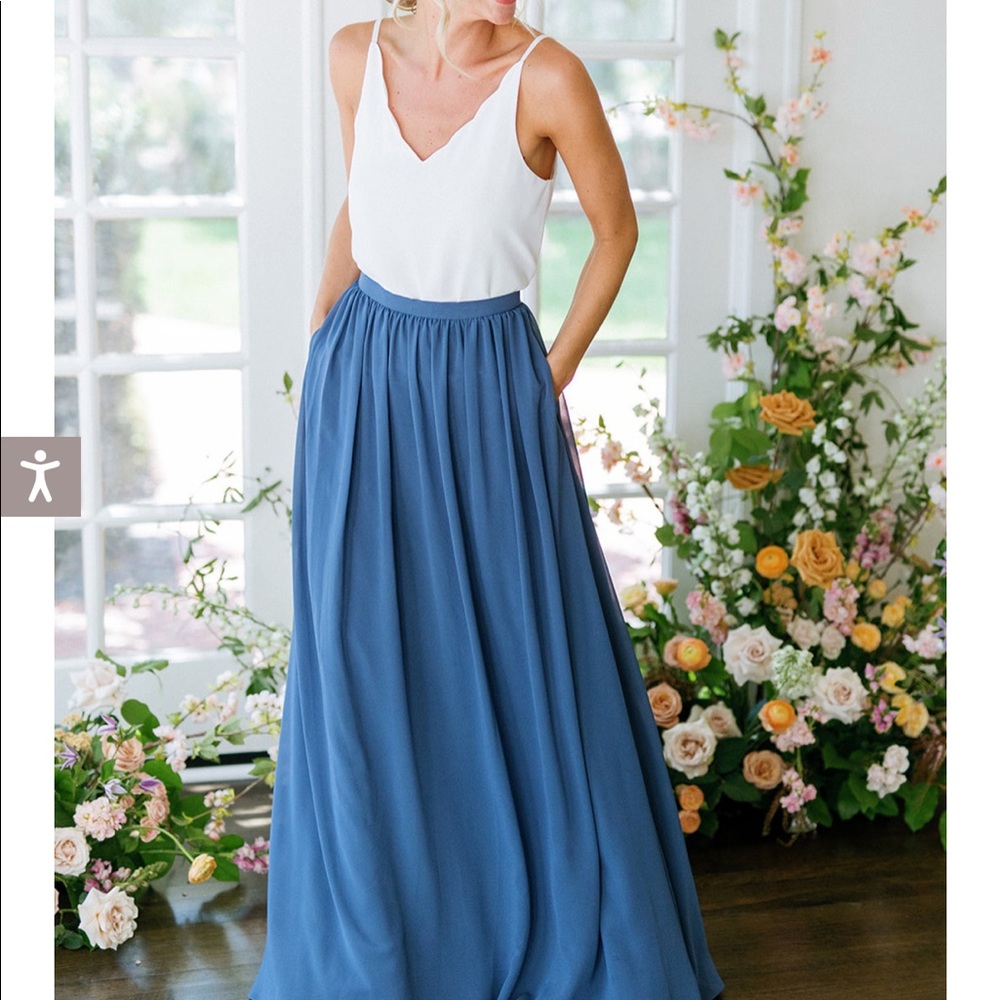 Revelry Clara Chiffon skirt in dusty blue size 12